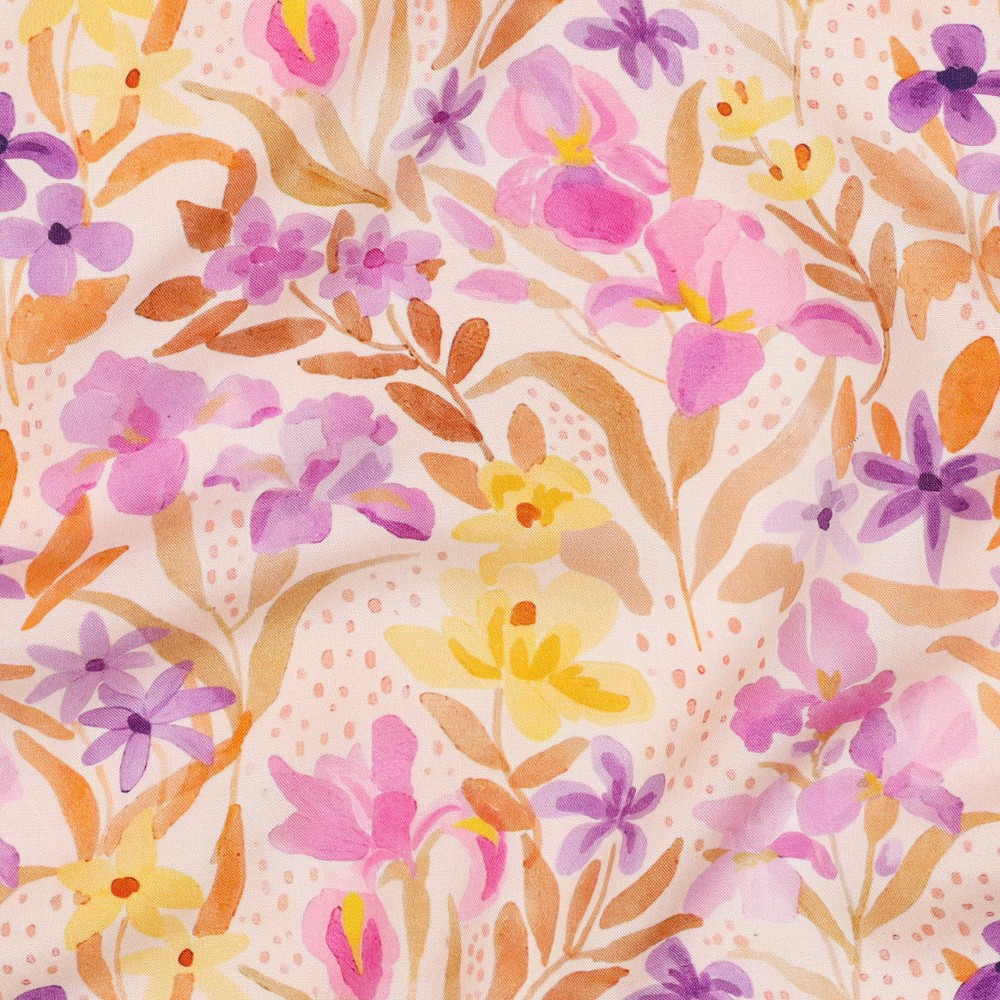 Lenzing™ Ecovero™ Digital Flowers - Peach